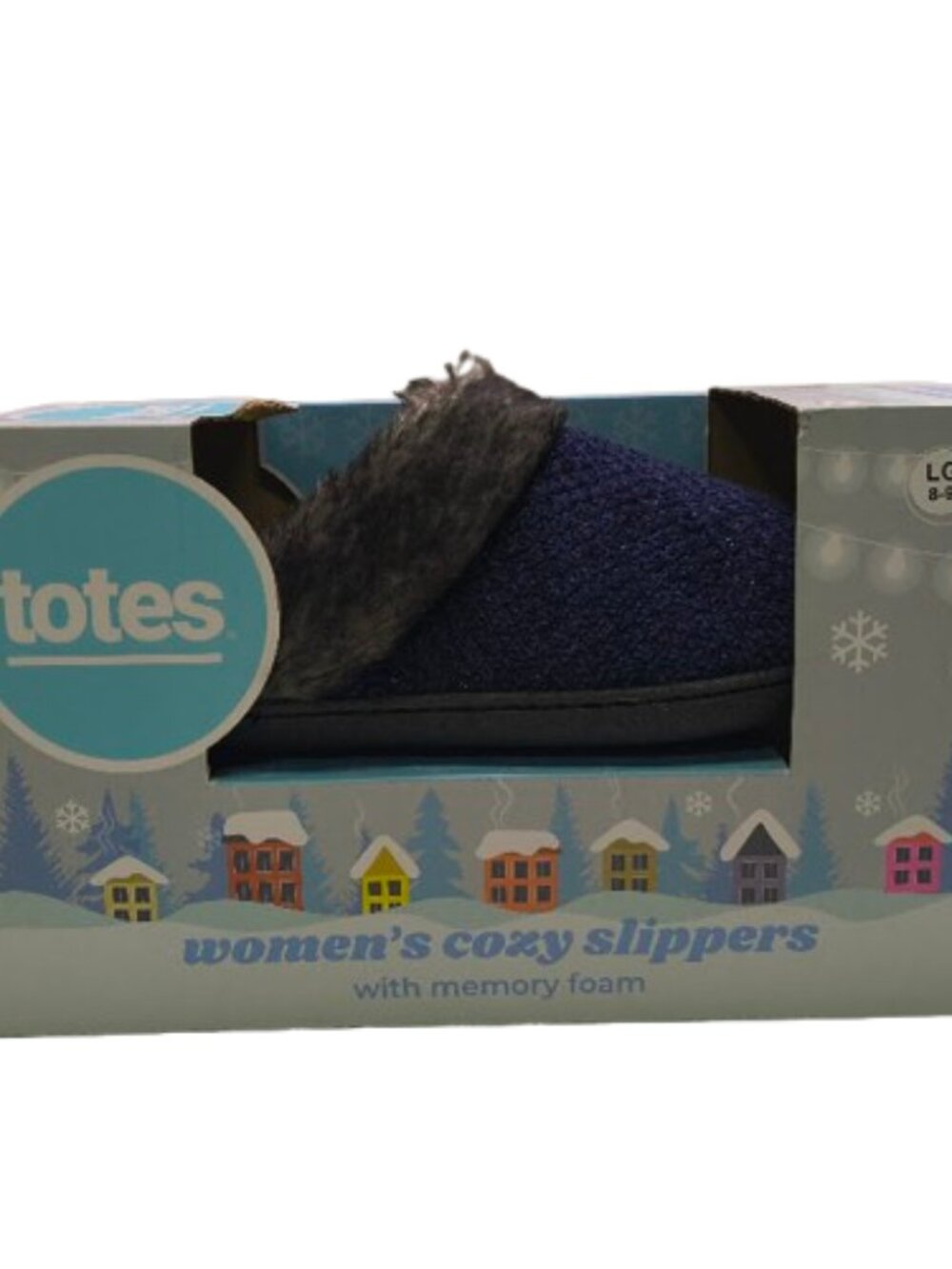 Blue & Dark Gray Totes Women's Cozy Slippers with Memory Foam Size  8-9